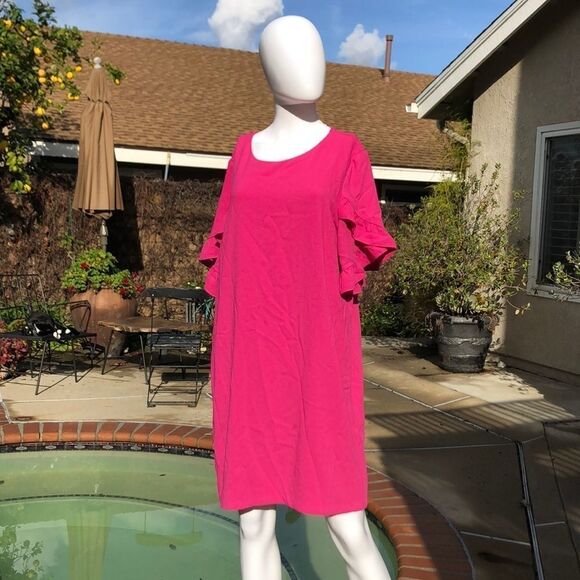 Charles Henry Ruffle Sleeve Shift Dress Sz XL - Picture 2 of 8